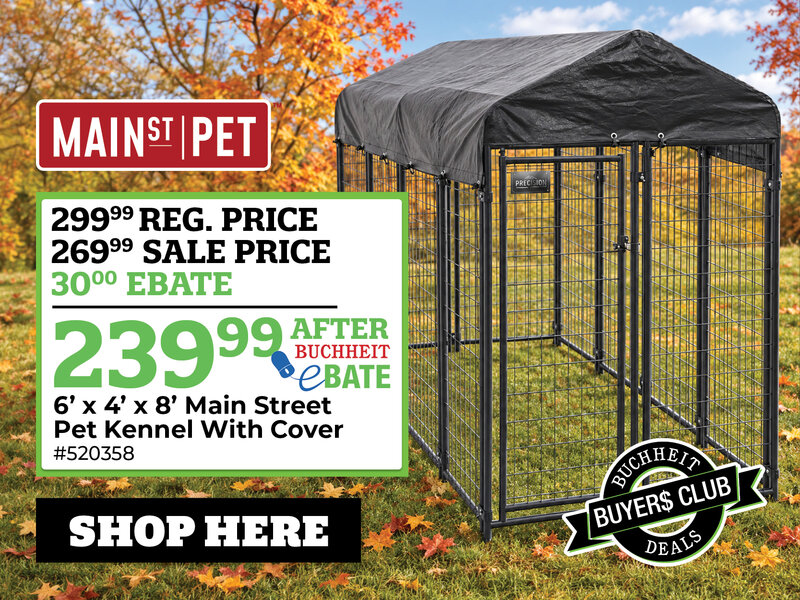 6’ x 4’ x 8’ Main Street Pet Kennel With Cover